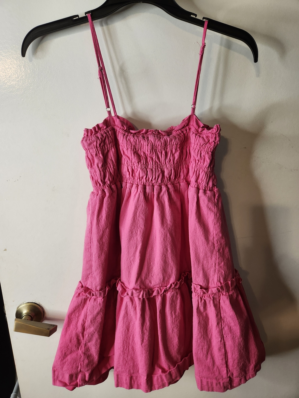 TCEC Hot Pink Smocked Sundress with Ruffle Tiers